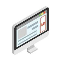 Advertising on a computer monitor icon vector