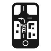 icono de seguimiento de coche con piloto automático de smartphone, estilo sencillo vector