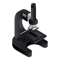 Black microscope icon, isometric style vector