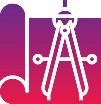 brújula dibujar papel informe creativo - icono de gradiente sólido vector