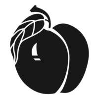 Whole peach icon, simple style vector