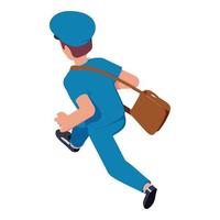 Running mailman icon, isometric style vector