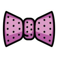 Violet dotted bow tie icon, outline style vector