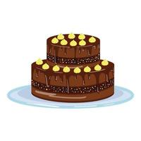 vector de dibujos animados de icono de pastel de chocolate negro. feliz cumpleaños