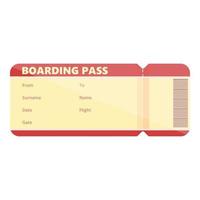 Fly boarding pass icon, cartoon style vector