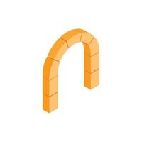 Semicircular stone arch icon, isometric 3d style vector