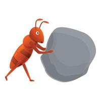 Ant find stone icon, cartoon style vector