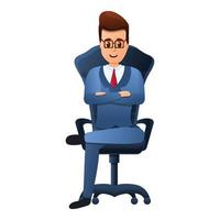 Businessman in chair icon, cartoon style vector