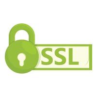 icono de certificado SSL de virus, estilo de dibujos animados vector