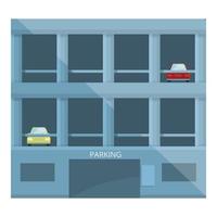 Paid parking building icon, cartoon style vector