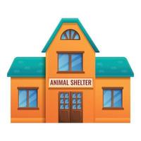 Animal shelter house icon, cartoon style vector