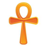 Gold ankh icon, cartoon style vector