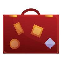 Travel suitcase icon, cartoon style vector