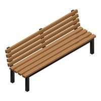 Park bench icon, isometric style vector