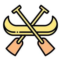 vector de contorno de icono de logotipo de canoa. bote kayak