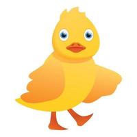 Funny yellow duck icon, cartoon style vector