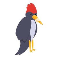 Sick woodpecker icon, cartoon style vector