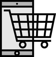 cart mobile shopping add ecommerce - filled outline icon vector