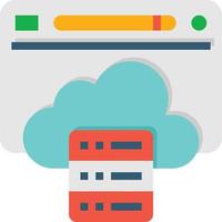 base de datos del sitio web de alojamiento en la nube seo - icono plano vector