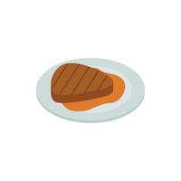 Grilled meat steak icon, isometric 3d style vector