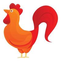 Red rooster cock icon, cartoon style vector