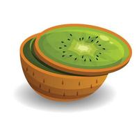Cutted kiwi icon, cartoon style vector