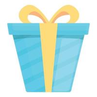 Blue gift box icon cartoon vector. Christmas present vector
