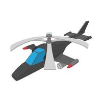 icono de helicóptero militar, estilo de dibujos animados vector