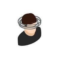 Dizzy head icon, isometric 3d style vector