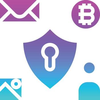 desarrollo de software protegido con datos de encriptación - icono sólido degradado vector