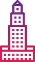 tower hotel skyscraper town building - gradient icon vector