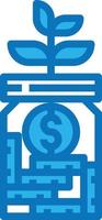 savings jar saving money growth banking - blue icon vector