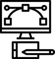 computadora de monitor creativo de diseño gráfico - icono de esquema vector