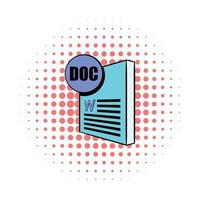 DOC file icon in comics style vector