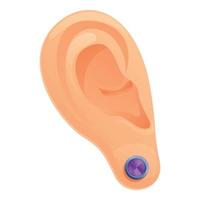 Jewel ear piercing icon, cartoon style vector