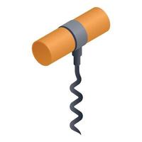 Wood corkscrew icon, isometric style vector