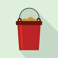 Bucket full of garbage icon, flat style vector