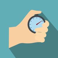 Stopwatch in hand flat icon vector