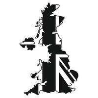 Map of UK of the national flag icon, simple style vector