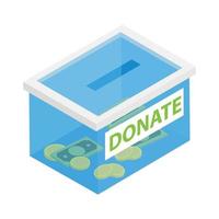 caja con donaciones icono 3d isométrica vector