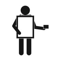 Sandwich board man icon, simple style vector