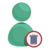 Delete user button icon, cartoon style vector