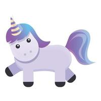 Purple unicorn icon, cartoon style vector