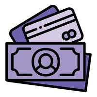 Credit card cash icon outline vector. Payment phone vector