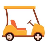 Gold golf cart icon, cartoon style vector