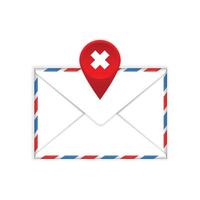 Envelope with a red cross mark flat icon vector