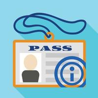 Security id pass icon, flat style vector