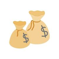 Two money bags with US dollar sign isometric icon vector