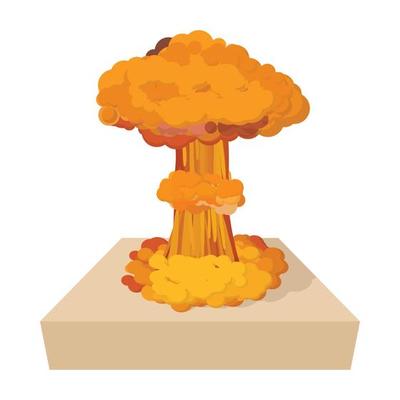 Nuclear explosion icon, cartoon style