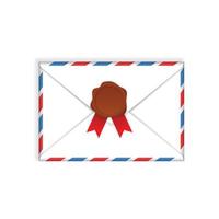 Envelope with wax seal flat icon vector